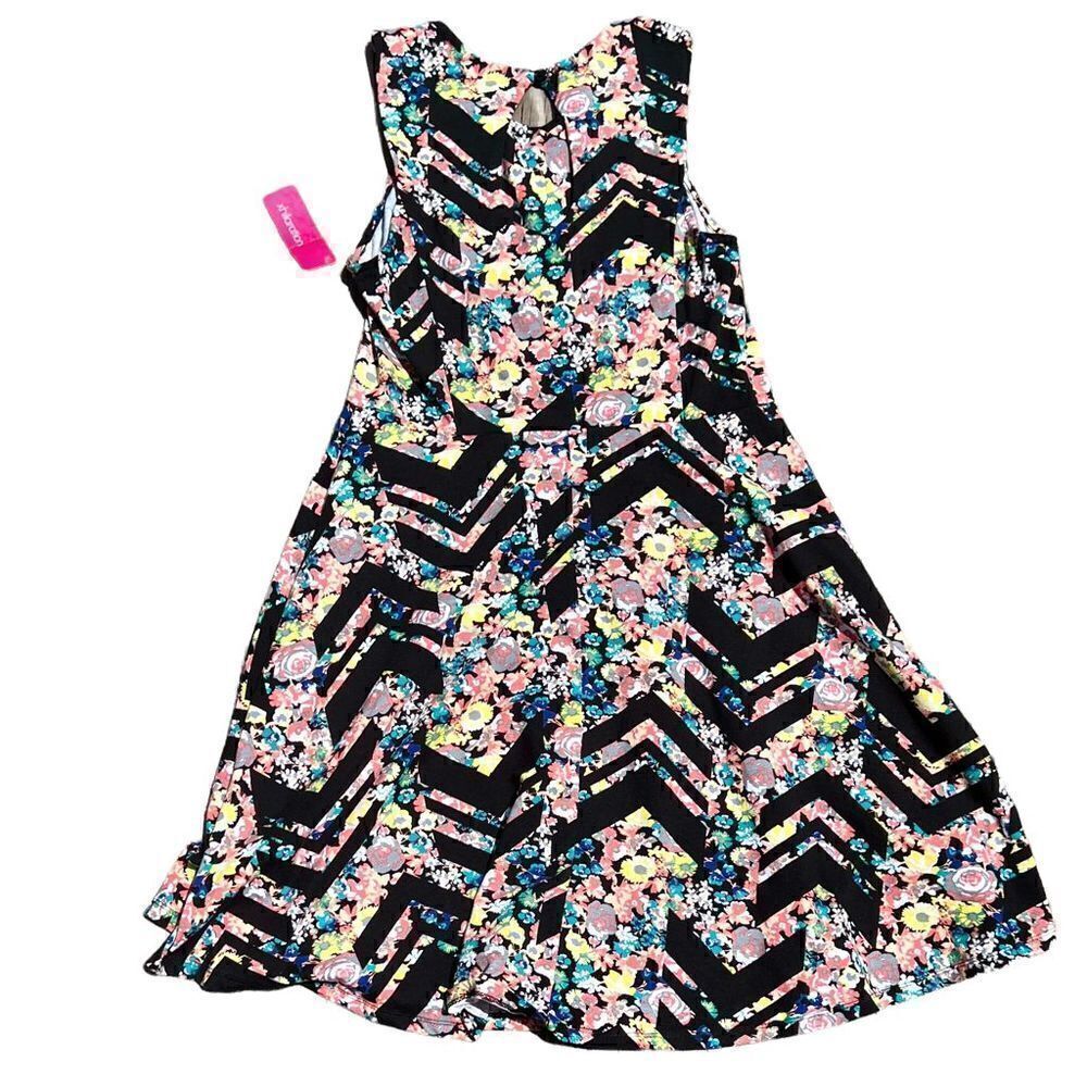 NWT XHILARATION Fit & Flare Black Floral Dress Size Large - Picture 2 of 5